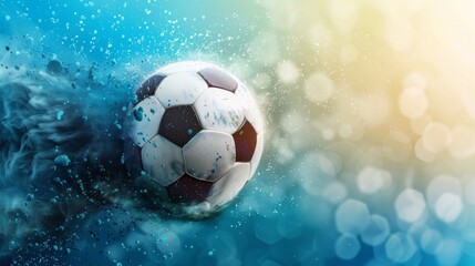 Fototapeta premium Soccer football banner background with ball. Illustration generated by ai.
