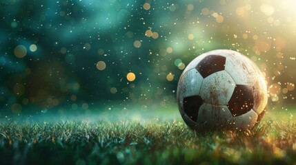 Fototapeta premium Soccer football banner background with ball. Illustration generated by ai.
