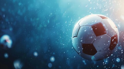 Fototapeta premium Soccer football banner background with ball. Illustration generated by ai.