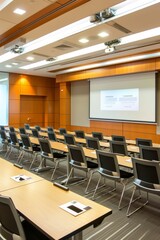 Professional Photography of the state-of-the-art meeting rooms equipped with the latest technology for seamless presentations, Generative AI