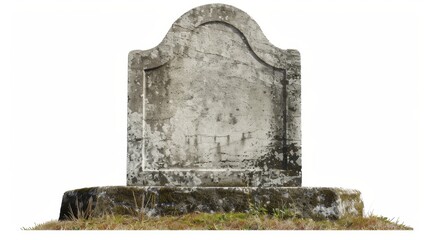 blank granite headstone isolated on white background