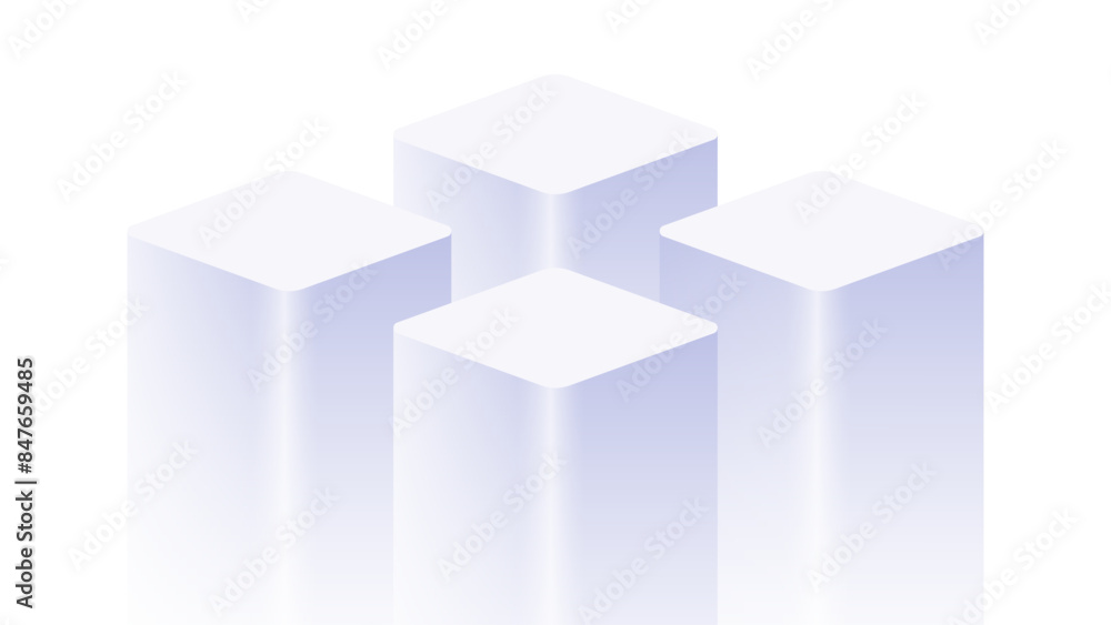 Leinwandbilder Isometric Square Platforms with Rounded Corners for Creative Design Projects. Minimalistic 3D Infographic Showcase Studio Stage Scene Template. Vector Illustration.