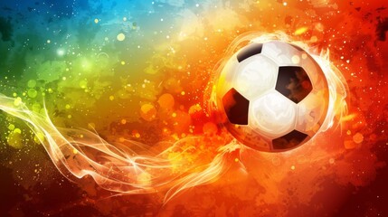 Fototapeta premium Soccer football banner background with ball. Illustration generated by ai.