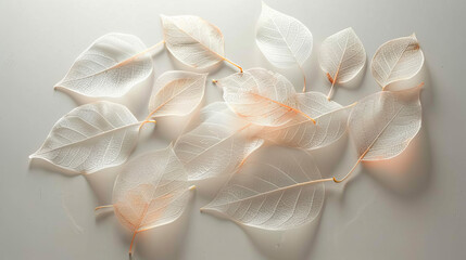 Obraz premium Discover stunning arrangements of translucent leaves. These arrangements capture the beauty of nature and add a touch of elegance to your designs.