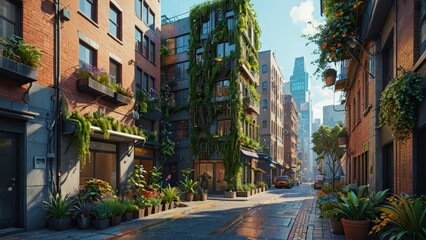 Naklejka premium Urban Oasis - Greenery in the City.
