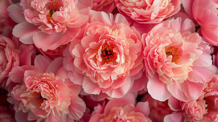 Fototapeta premium Top view of the magnificent blooming pink peony