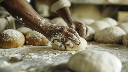 Fototapeta premium Baker's Hands Shaping Dough