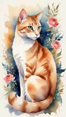 Water color cat art