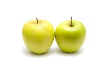 Ripe green apple on a white background.