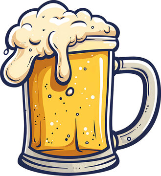 recommend clip art: Beer mug clipart overflowing with frothy cartoon art style graphic