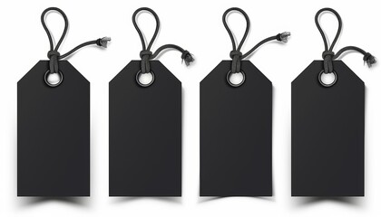 Collection of lifelike isolated empty price tags for black friday discounts as decorative elements