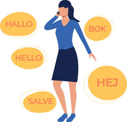 A girl is talking on the phone.