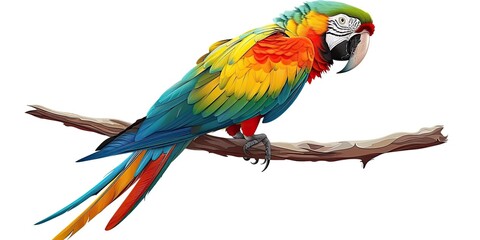 Obraz premium Cartoon Parrot with Bright Feathers