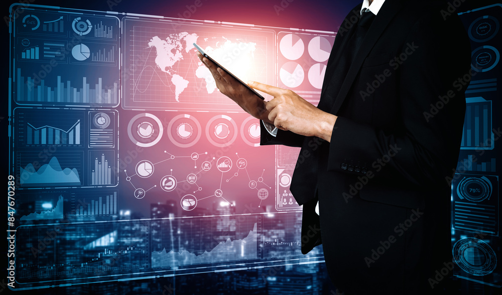 Aufkleber big data technology for business finance analytic concept. modern interface shows massive informatio