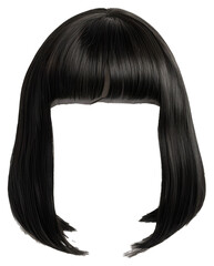 Blunt Bob Wig. Isolated on a Transparent Background. Cutout PNG.