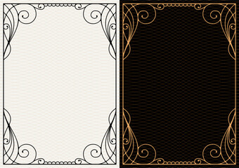 Set Template of Decorative vintage frames,borders rectangular shape. Baroque, Art Nouveau, Modern , Victorian style.