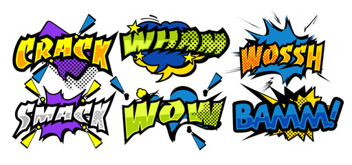 booming comic sound effects, speech bubble effect text for use on comics