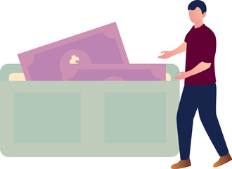 A boy is showing a wallet.