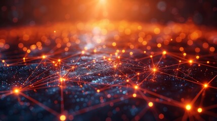 Fototapeta premium Abstract illustration of orange network technology