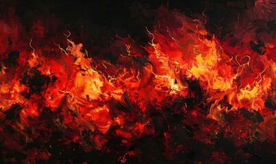 Burst of flames against a black backdrop, red-orange hues