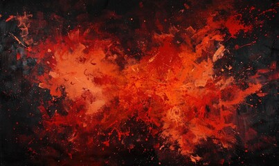 Burst of flames against a black backdrop, red-orange abstract background