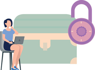 A girl is working on the laptop.