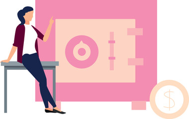 The girl is pointing to the locker.