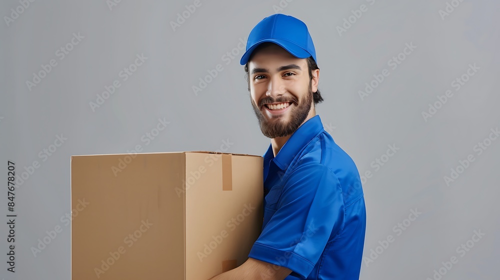 Poster Delivery Man With Package and a Smile