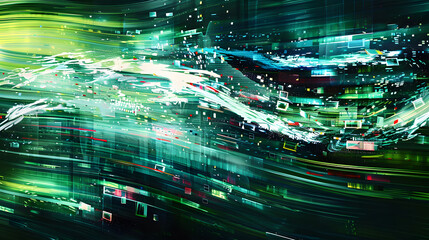 Abstract technology background of high speed global data transfer Oil color painting. Generative AI.