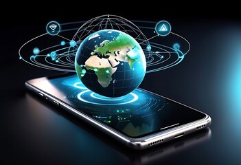 Mobile global internet communications world wide web on phone via wireless satellite network...