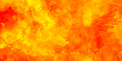 Abstract yellow and orange fantasy fire watercolor background texture .splash acrylic vector design .banner for wallpaper .watercolor wash aqua painted texture .abstract hand paint with stain backdrop