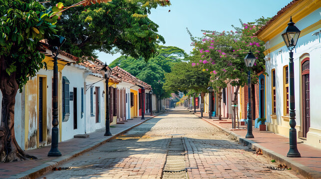 Charming street view in the historical center of Mompox, UNESCO World Heritage Site
