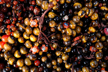 Religious souvenir shop. Prayer beads and bracelets.
