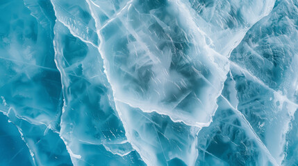 Obraz premium Close-up view of cracked ice at Lake Baikal showing unique textures