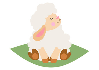 Friendly lamb sheep sitting