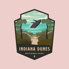 indiana dunes national park logo vector patch illustration design
