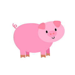 Cute Smiling Pig Illustration. Animal Clipart.