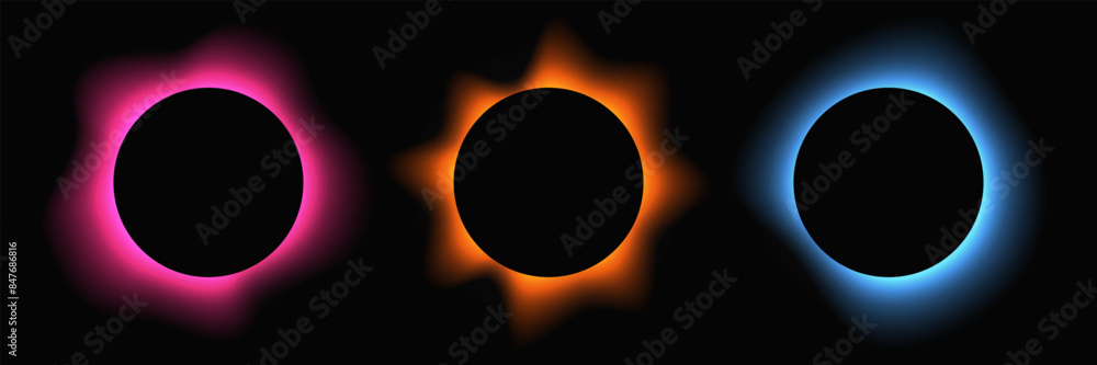 Poster set of circle illuminate light frames