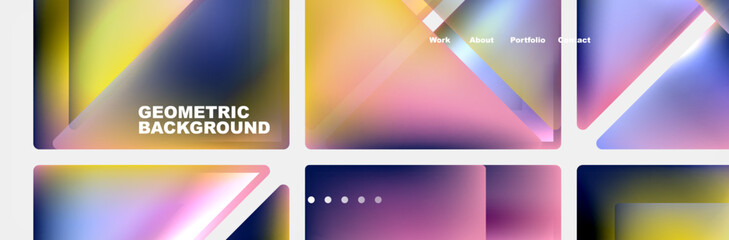 Colorful fluid gradient triangles and squares web site template. Vector Illustration For Wallpaper, Banner, Background, Card, Book Illustration, landing page