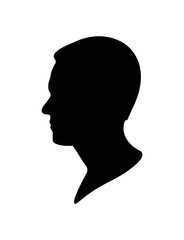 Vector male head profile on isolated background. Illustration for cards, posters.