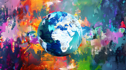 Digital world globe, concept of global network and connectivity on Earth, high speed data transfer and cyber technology, information exchange and international telecommunication Oil co. Generative AI.