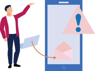 A boy is showing warning for mail.