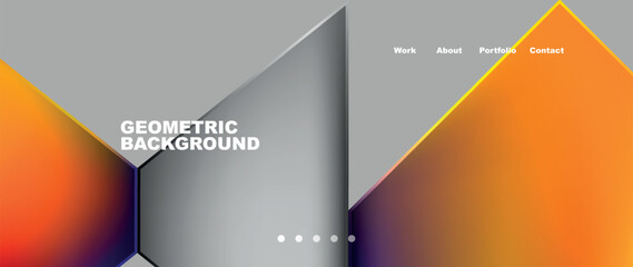 Flowing bright neon gradients geometric abstract background with triangles and lines. Fluid color pattern of color liquid gradient background for wallpaper, banner, background, card, landing page