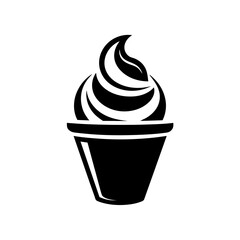Minimalist cup ice cream logo vector art illustration.