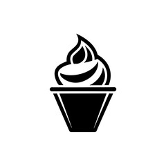 Minimalist cup ice cream logo vector art illustration.