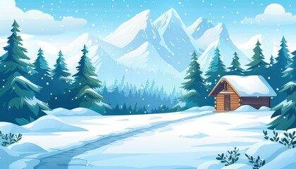 Fototapeta premium Majestic mountain ski resort and spa by winter forest with stunning snow covered peak view