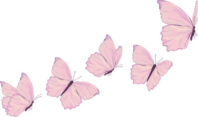 Fototapeta premium atercolor isolated on white flying butterflies 