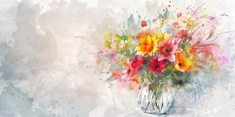 Obraz premium Colorful Flowers in a Clear Vase