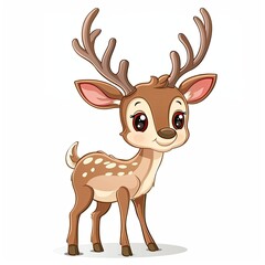 Cute Cartoon Deer with Antlers