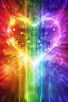 Energetic LGBTQ pride background, filled with vibrant rainbow colors and symbols of unity